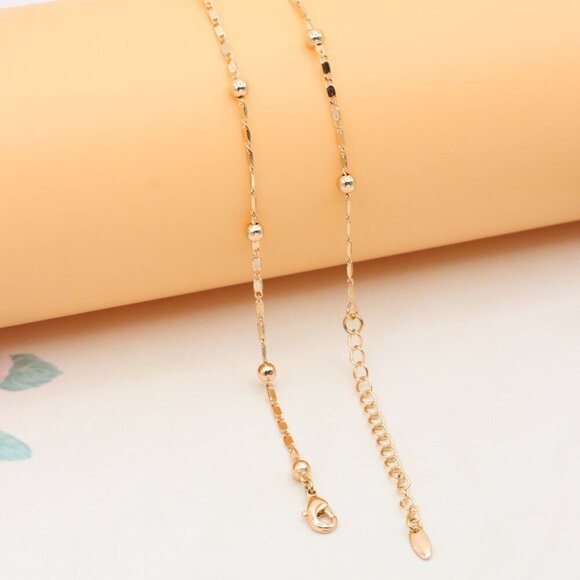 Elegant Rose Gold Necklace with Beaded Detailing, XPNL0403 - Picture 9 of 11